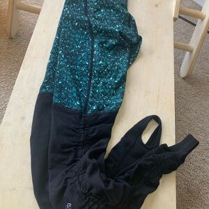 Lululemon Black and Green Patterned Leggings